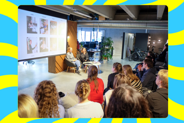 studenten communicatie op bedrijfsbezoek bij digital marketing agency fluo part of leap forward